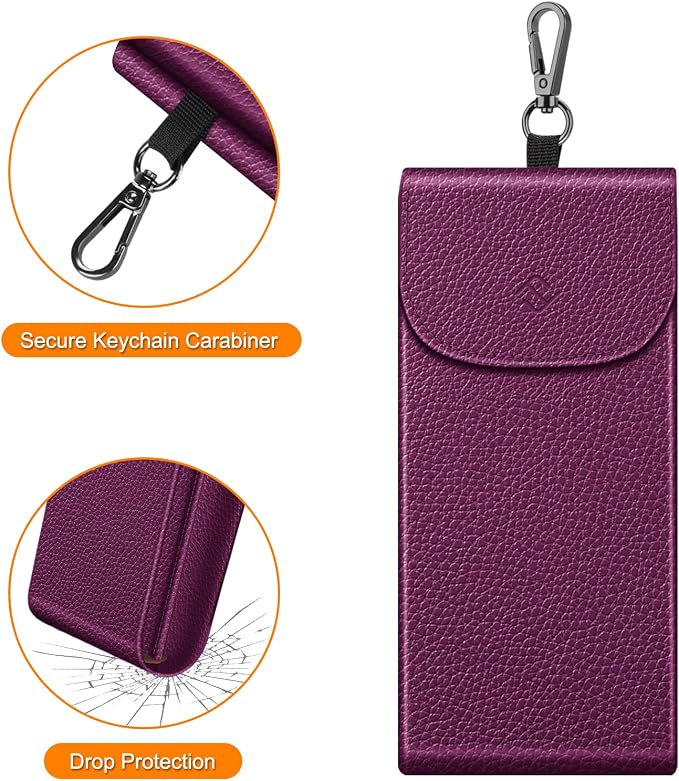 FINTIE Double Glasses Case with Carabiner Hook, Portable Vegan Leather Eyeglass Case Anti-scratch Sunglasses Pouch