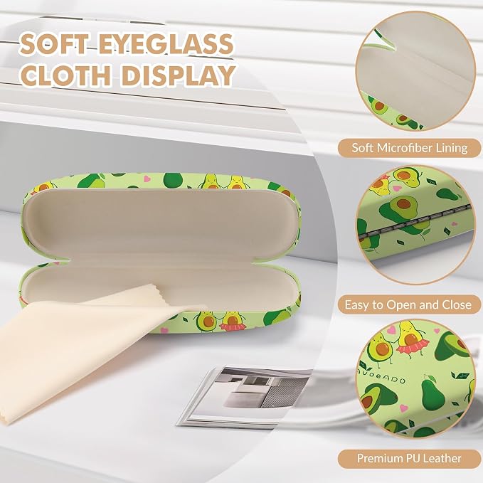 Glasses Case Hard Shell,Portable Protective Eyeglasses Case, Eyeglass Holder Box with Cleaning Cloth, for men women