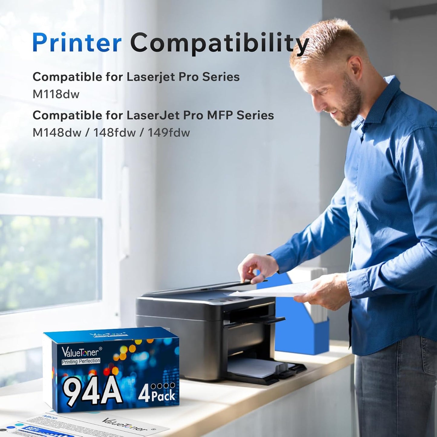 Valuetoner Compatible Toner Cartridge Replacement for HP 94A CF294A for Laserjet Pro MFP M118dw,M148dw, M148fdw, Laserjet M148, M118 Printer (Black, 4-Pack)