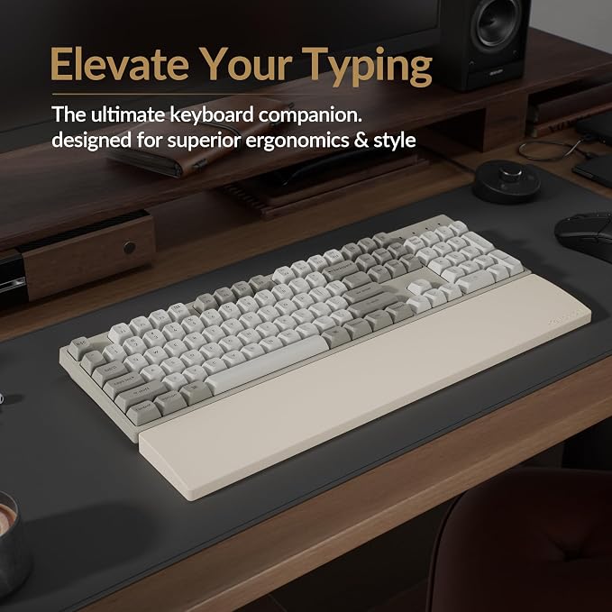 Keychron Retro Cream Silicone Wrist & Palm Rest, 17.6" Full Size for K10 Pro / K10 Max / Q6 / Q6 Pro / Q6 Max / Q6 HE / V6 / V6 Max / C4 HE, Washable, Non-Slip Base, Typing Support