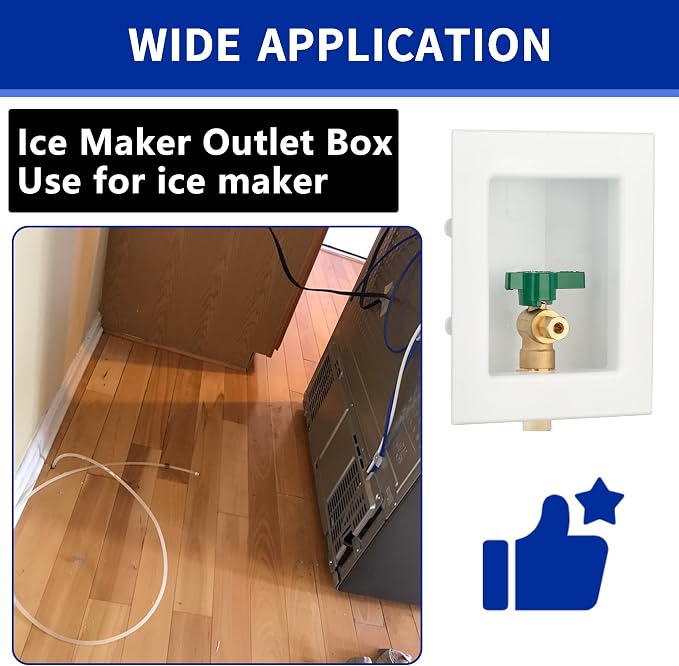 (1 Pack) Lidertik 1/2 inch CPVC Connect Pre-Assembled Ice Maker Outlet Box Valve 1/4 inch Recessed Refrigerator Water Line Wall Box with Shut Off Valve LI-ZBQH-540