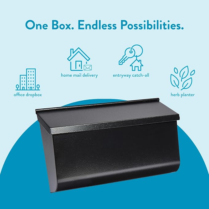 Architectural Mailboxes Woodlands Steel Wall Mount Mailbox, Textured Black | Galvanized steel build for outside with weather-resistant outdoor construction and a rust-resistant powder-coat finish.