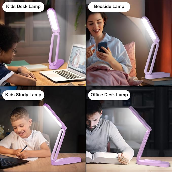 Giryuhd LED Desk Lamp for Office Home & Battery Operated Lamp Rechargeable Lamp Foldable & Portable Light, LED Desk Light Strip, 3 Brightness Dimmable Small Desk Lamp Wireless Reading Lamp