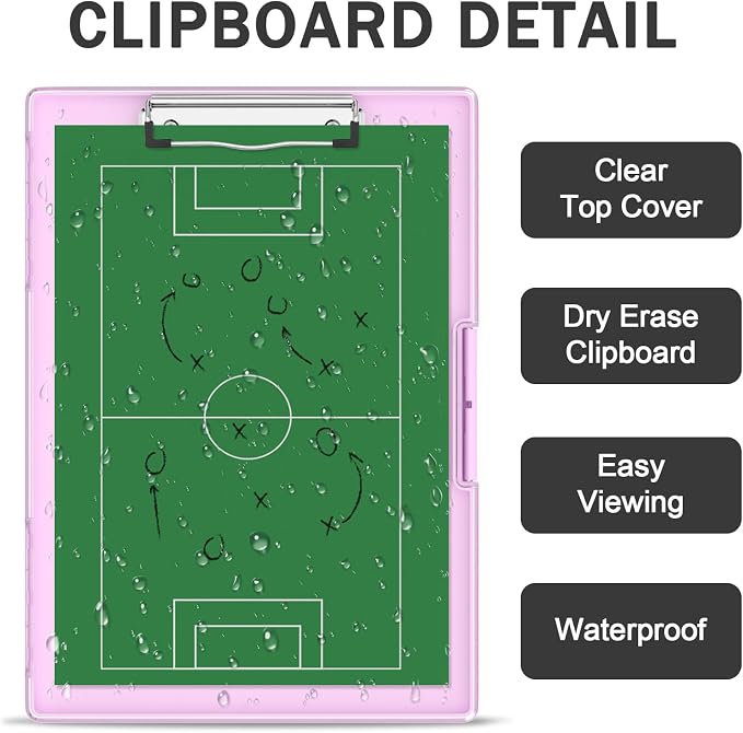Rimilak Clipboard with Storage,8.5x11 2 Compartment Clip Board, Rose Pink | Smooth Writing, Side-Opening Plastic Folder with Pen Holder, Size 13.3 x 9.4 x 1.5″,for Classroom, Teacher, Student