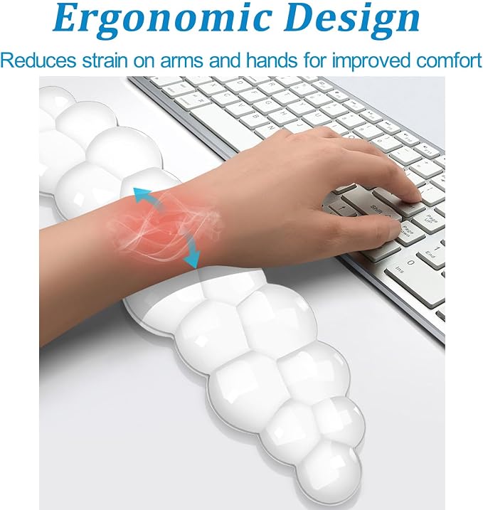 Gel Cloud Keyboard and Mouse Wrist Rest, Clear Cloud Wrist Rest for Keyboard, Cute Ergonomic Cloud Wrist Support for Typing Pain Relief, Green Cloud Wrist Rest for Office, Gaming, Computer, Laptop