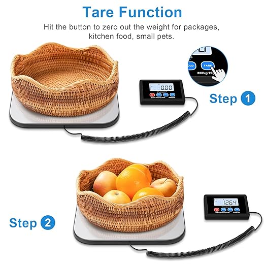 Fuzion Shipping Scale, 440LB x 10g Postal Scale - LiftX, Hold/Tare Function | High Accuracy, Easy Use, Digital Shipping Postal Scale for Packages, Luggage, Mailing, Postage, Battery & AC Adapter Included