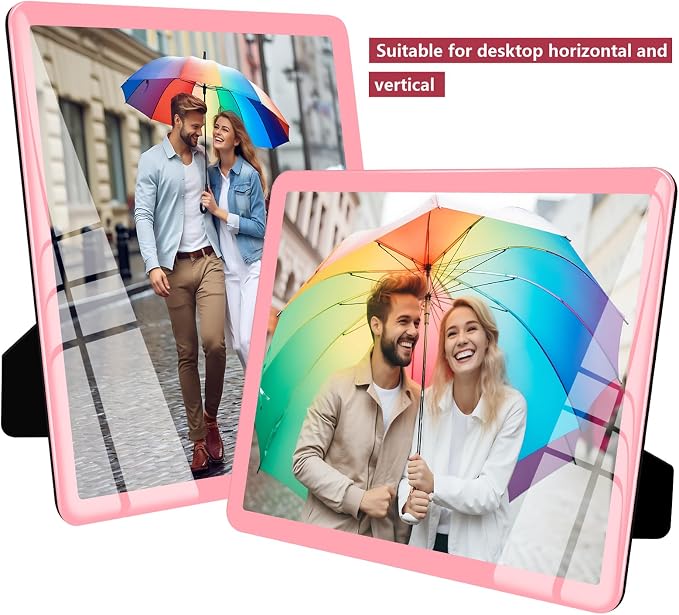 Bluesun Pink 8×10 Picture Frame, Vertical & Horizontal Wall & Tabletop | 8×10 Photo Frame Pink with Tempered Glass & Rounded Corners,Perfect for Girlfriends Sister Mom Women Home & Office