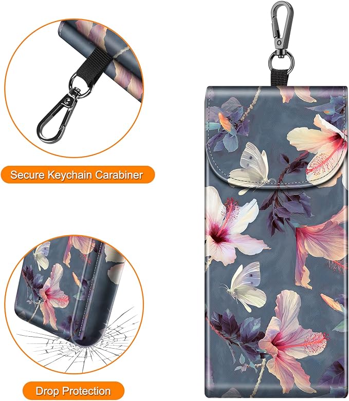 FINTIE Double Glasses Case with Carabiner Hook, Portable Vegan Leather Eyeglass Case Anti-scratch Sunglasses Pouch