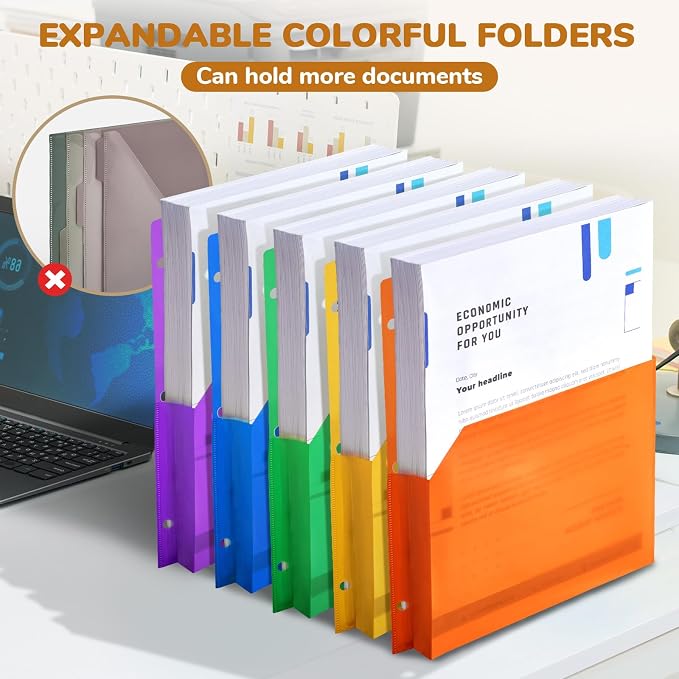 JoyCat 3 Ring Binder Clipboard with Storage, 5 Folders, Grass Green | 3 ring clipboard portfolio combines five expandable folders, a refillable letter-size notepad and storage