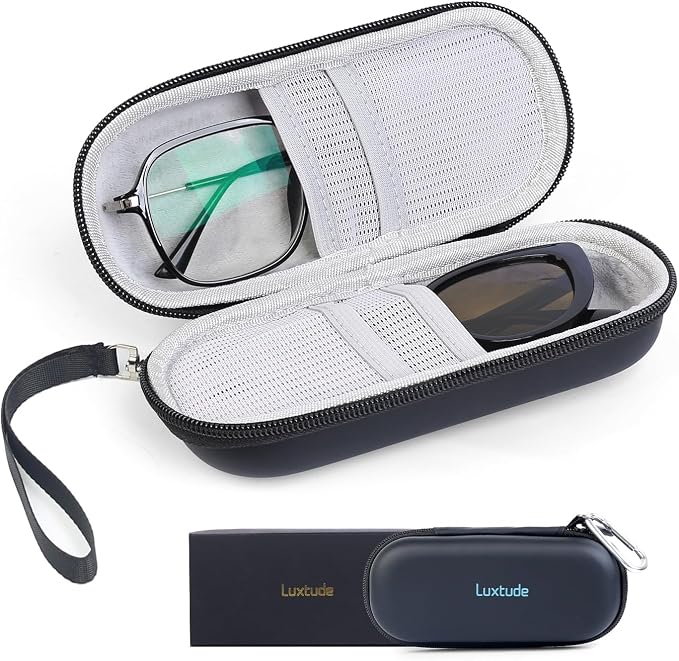 Luxtude Double Glasses Case Hard Shell, Double Eyeglass Case Dual Sunglasses Cases, Travel Sunglasses Organizer for Women Men