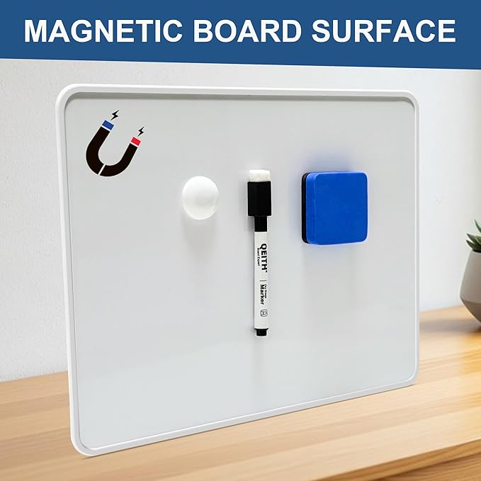 Dry Erase Boards, 6 Pack 9 x 12 Inch Magnetic Double Sided Portable Personal Small Whiteboards, Include 6 Markers, 6 Erasers, 12 Magnets for Kids, Students, Teachers Classroom School Supplies