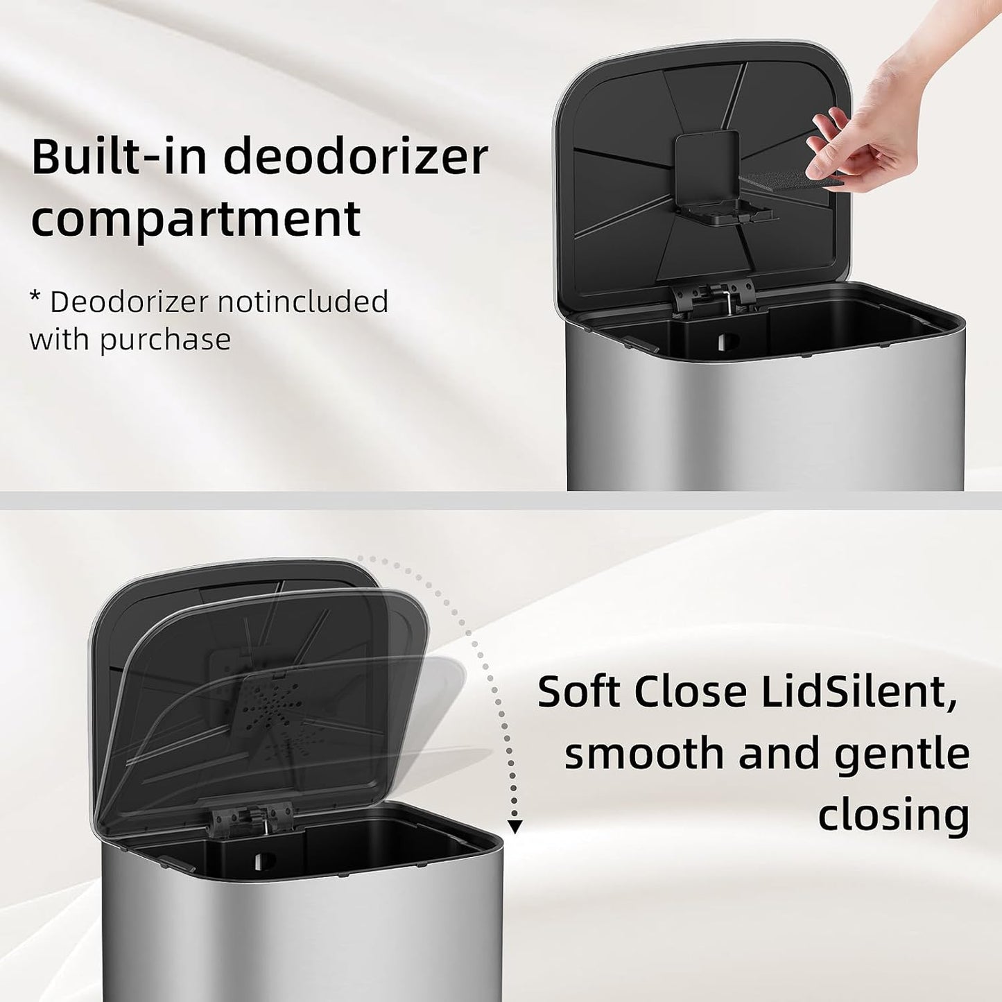 KUK 5.3 Gallon Kitchen Trash Can with Lid, Heavy Duty Hands-Free Stainless Steel Commercial Step Trash Bin with Removable Inner Bucket, Pedal Rubbish Bin for Home Office and Kitchen, 20L/5.3Gal