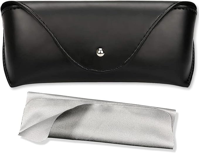 LogHog Portable Leather Glasses Case,Flexible Sunglasses Pouch Slim Case for Women Men Horizontal Eyeglass Case