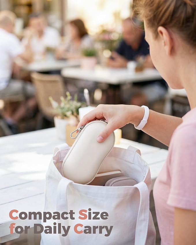 ProCase Sunglasses Case, Hard Shell Glasses Case for Men Women -Beige | Travel Shockproof Eyeglass Case with Metal Hanging Hook and Velvet Lining, Zipper Sport Glasses Holder Organizer for Gifts