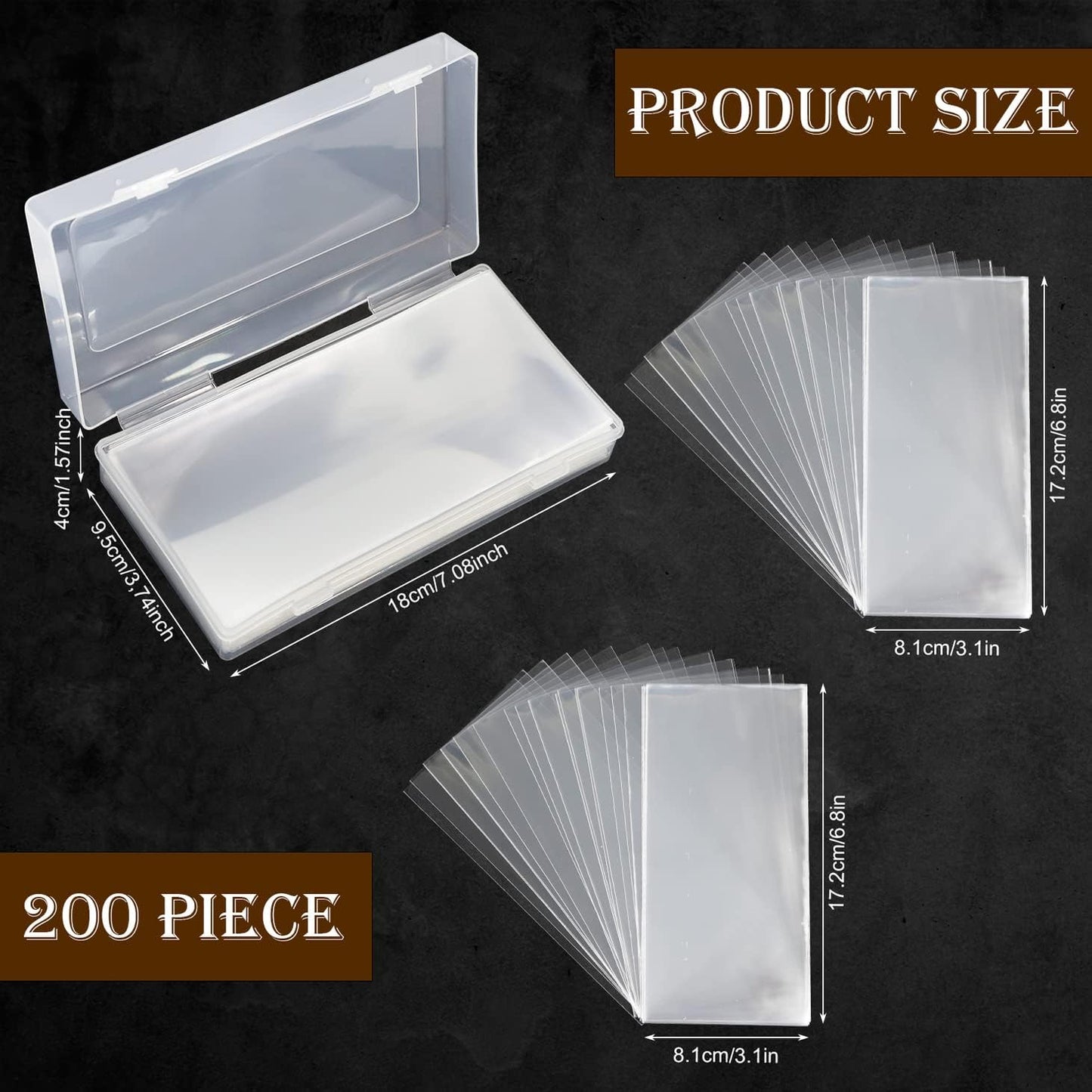 200 Pieces Currency Sleeves, Dollar Bill Holder with Storage Case for Collectors, Plastic Paper Money Holders Money Sleeves Protector for Bills, Album Banknotes Stamp Paper Protector Slab Holder