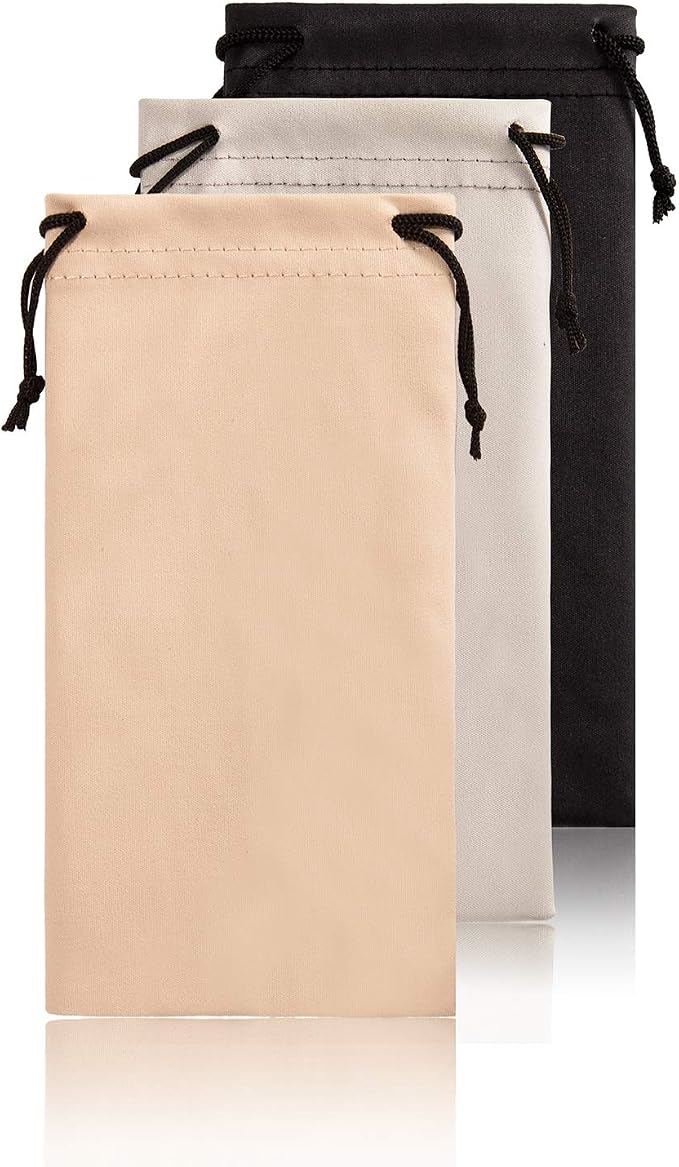 TRIUMPH VISION Glasses Case Soft Eyeglass Case Sunglass Pouch Cloth 3 Pack | Thick Microfiber Pouch Drawstring Pouch Eye Glass Bag Sunglasses Sleeve Storage, Lens Protection Cover,Cleaning Lens Screen