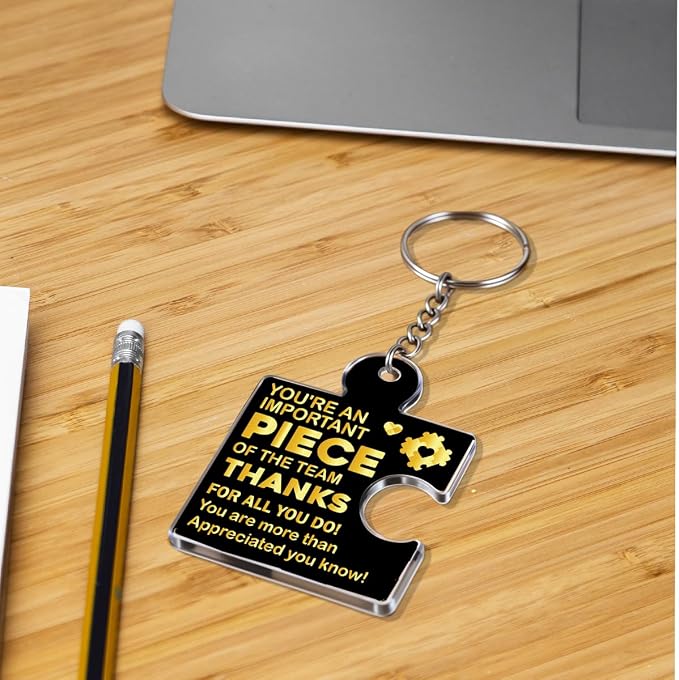 Team Appreciation Gifts Bulk Thank You Keychains for Coworkers | Gift Set for Employee, Staff, Teachers, Teamwork Puzzle Piece Keyring, Acrylic