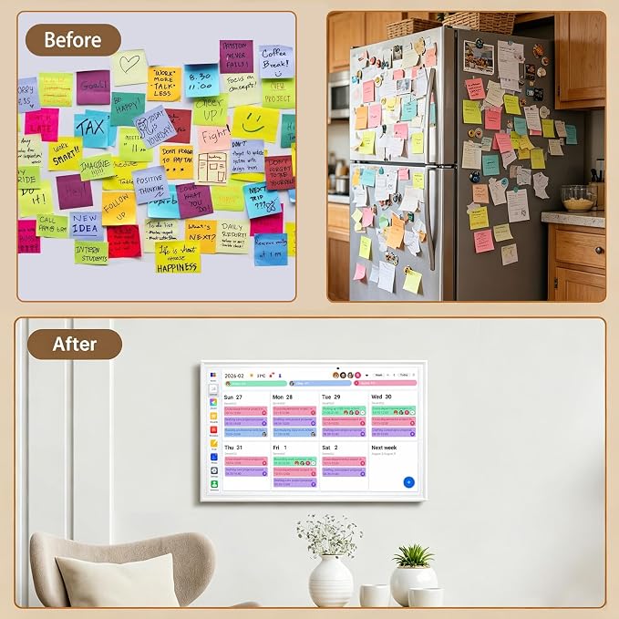 15.6" Digital Calendar, Touchscreen Smart Family Planner, Wall & Desktop | 15.6 HD Touch Screen Chore Chart, No Subscription Digital Wall Calendar, Syncs with Google Calendar, Weekly & Monthly Planner