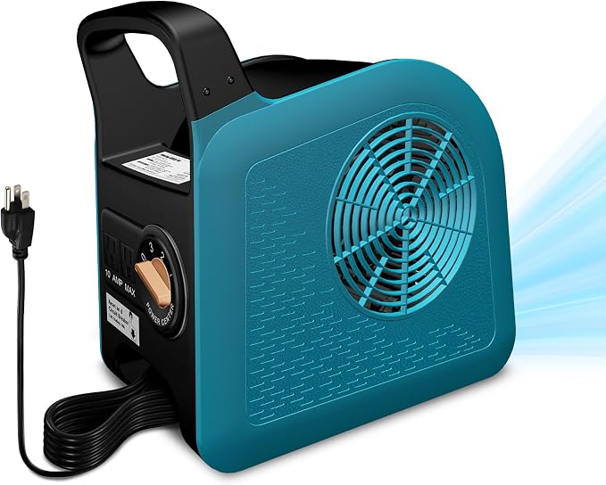 High Velocity Floor Drying Fan for Cooling, 355 CFM Air Mover Blower Fan for Job Site and Home, 3 Speeds Portable Industrial Fans for Garage, Shop, Patios, Attic, Blue