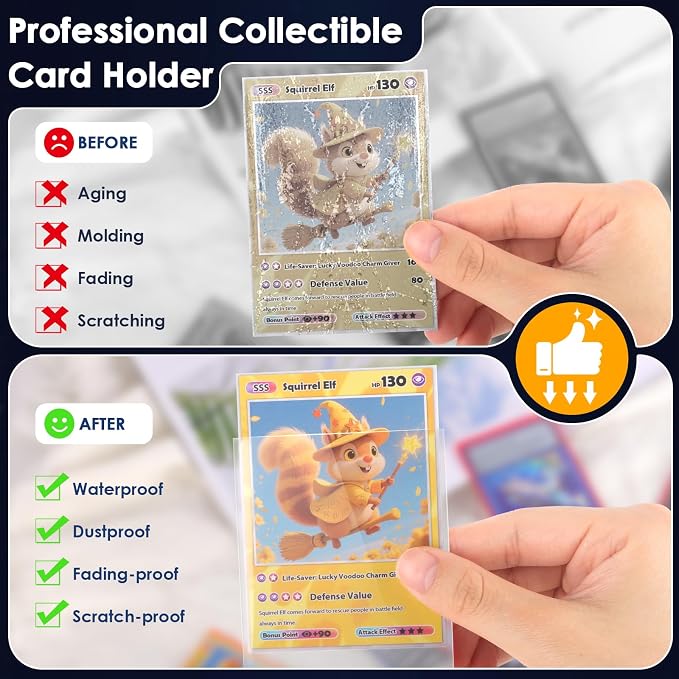 Kitoyz 500Pcs Card Sleeves for Trading Card, Matte Card Sleeves Deck Card Protectors Compatible with Baseball Cards, Sports Cards, Game Cards, Clear