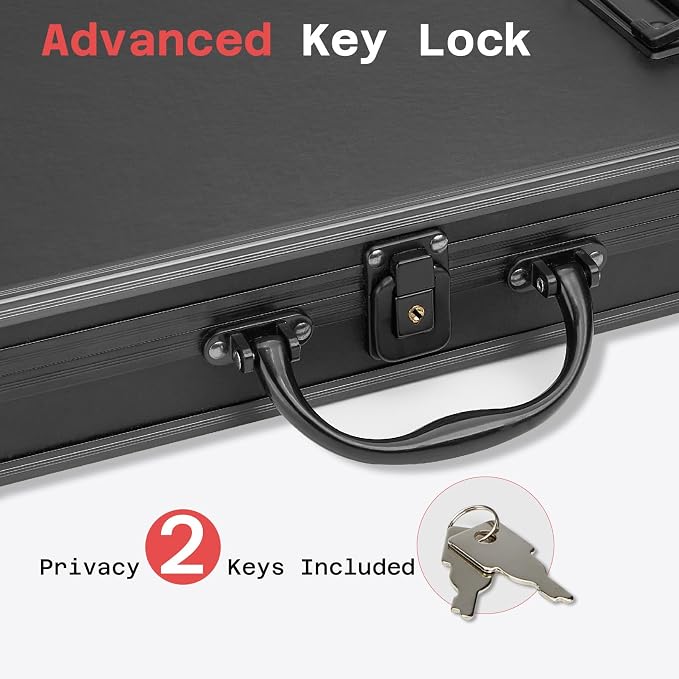 Sooez Key Lock Clipboard Storage Box, Heavy Duty Clipboard with Storage | Metal Locking Box with Handle, Lock Box Maximum Security - Holds Letter Size Paper, 12.5 x 9.5 inch, Black