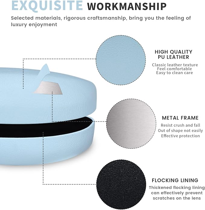molshine Hard Shell Sunglasses Case,Classic Large Glasses Case for Sunglass,Eyeglasses with Cleaning Cloth,Pouch