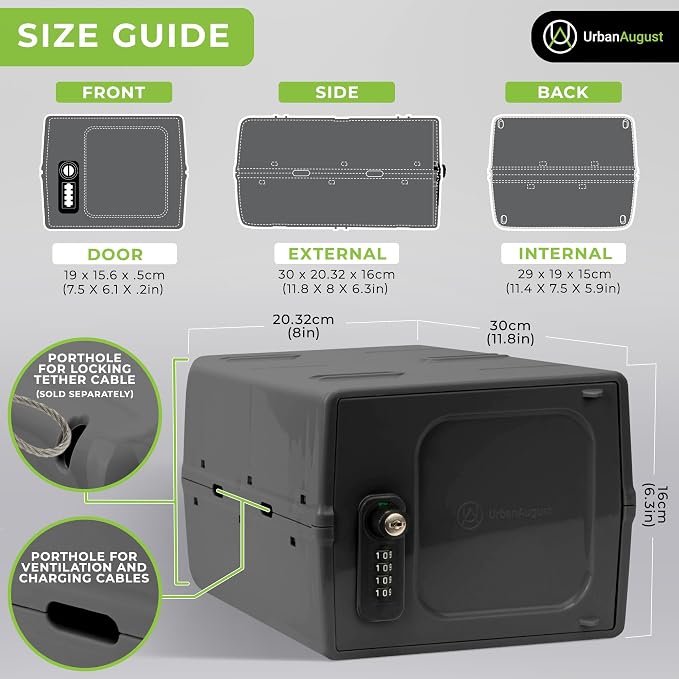Dual Combination & Keyed Lockbox - Lockable Box for Everyday Use - Multi-Purpose lock for Home & Office Safety - Made of Industrial-Grade Plastic - One Size (Graphite)