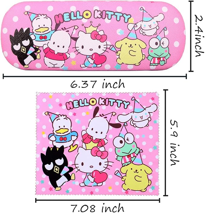ADBGV Cute Stylish Hard Shell Eyeglasses Cases Protective Case Storage Box With Glasses Cloth Eyeglass Strap for Girl Teen