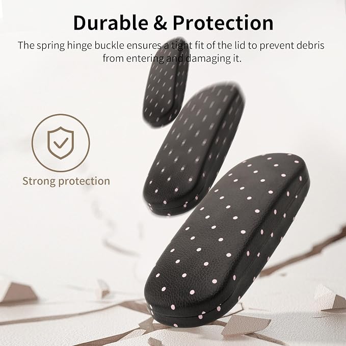 Glasses Case Hard Shell, Cute Sunglasses Case for Women Leather Protective Case for Eyeglass with Cleaning Cloth
