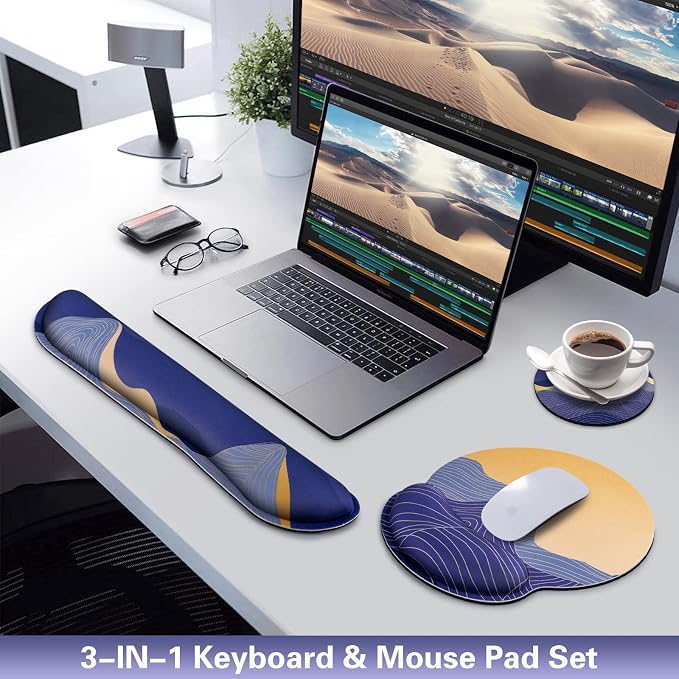 Ergonomic Keyboard Wrist Rest, Mouse Pad with Wrist Rest Anime | Cat Gaming Mousepad with Wrist Support, Memory Foam Wrist Rest Set for Computer Keyboard, Funny Cute Office Desk Accessories