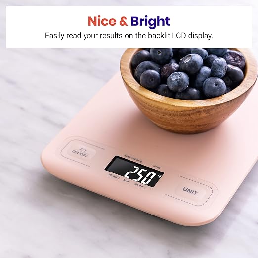 Etekcity Food Kitchen Scale, Digital Grams and Ounces, Medium | Tare function, ideal for baking, weight loss, keto, meal prep, packages, liquids and jewelry, Pink