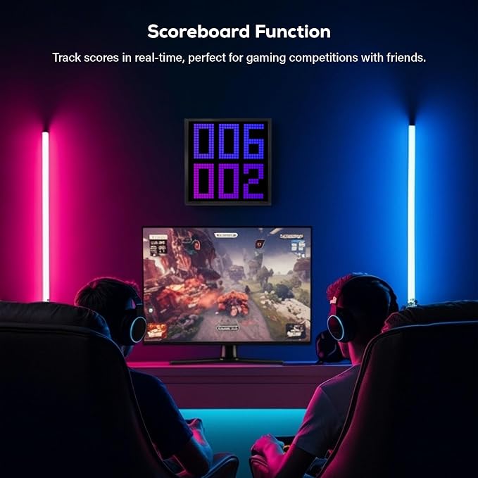 Merkury Innovations Tech Solutions Smart Bluetooth Pixel Frame – 32x32 Programmable RGB LED Display for Art, Animations, Digital Clock, DIY Decor, and Gaming Accessories