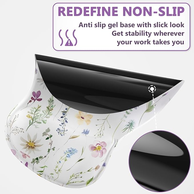 AKITErgonomic Mouse Pad with Wrist Rest for Computer Keyboard, Memory Foam | Cute Flower Keyboard Mouse Pad with Wrist Support Soft, Mousepad Gaming Wrist Pad for Office Work Desk