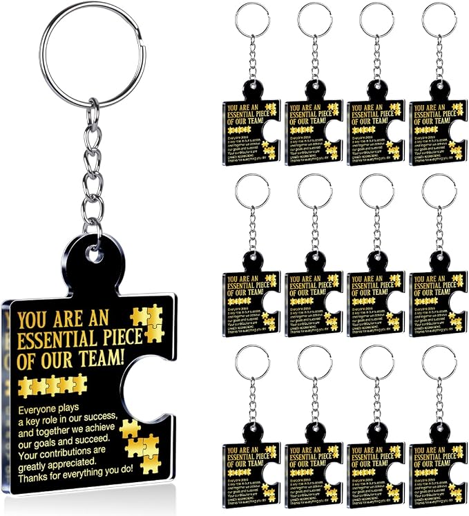 Team Appreciation Gifts Bulk Thank You Keychains for Coworkers | Gift Set for Employee, Staff, Teachers, Teamwork Puzzle Piece Keyring, Acrylic