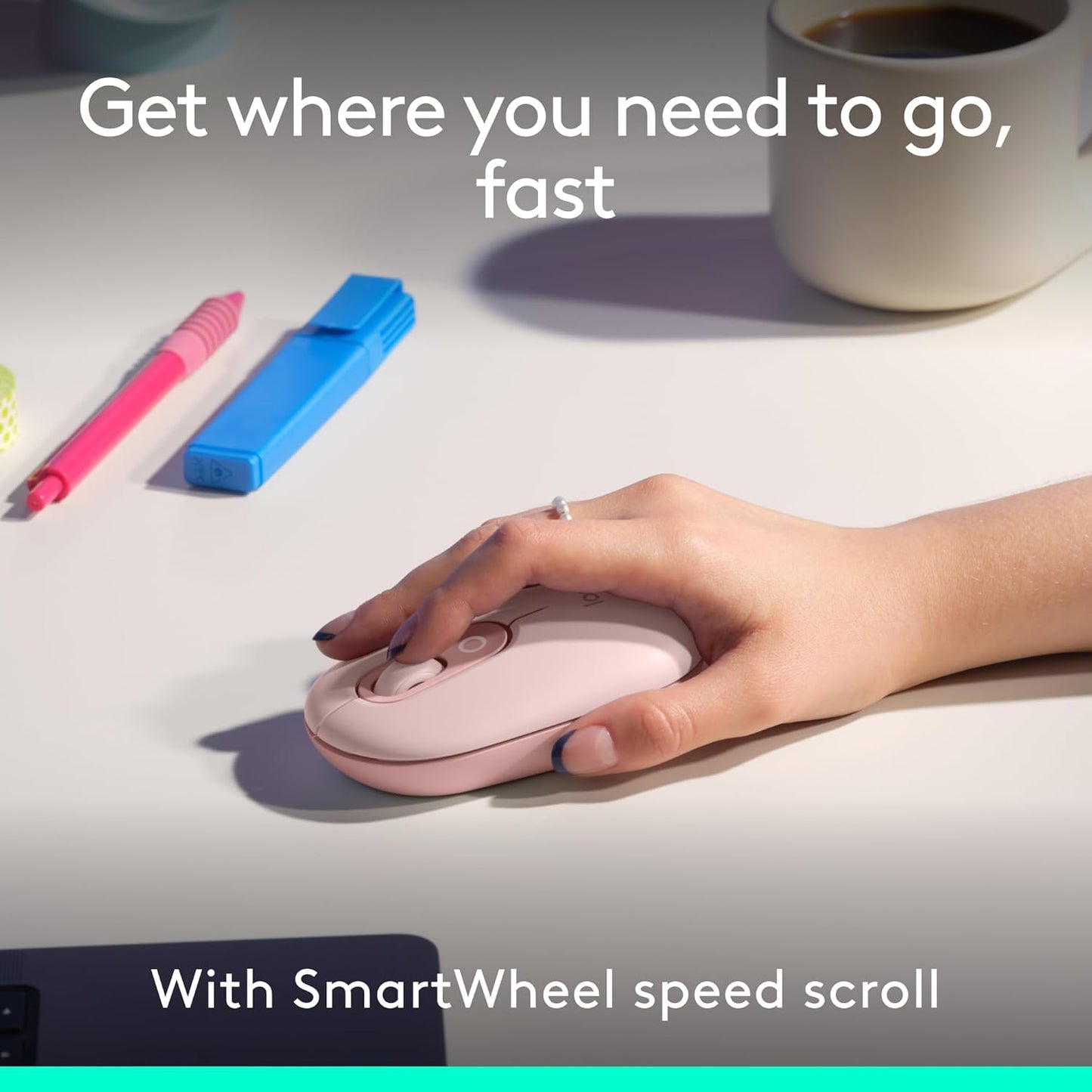 Logitech POP ICON Combo, Bluetooth Keyboard and Mouse Combo, Comfortable Typing, programmable Keys and Buttons, Quiet clicks, Easy-Switch up to 3 Devices - Rose
