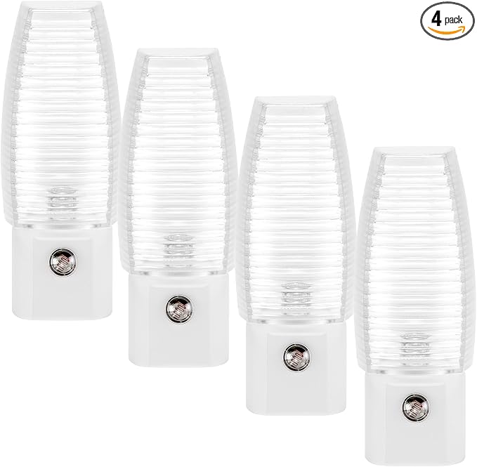 Maxxima MLN-16 LED Plug in Night Light - Features Auto Dusk to Dawn Sensor 5000K Daylight, 5 Lumens, Ideal for Bedroom, Bathroom, Hallway, and Senior Living Use - 4 Pack