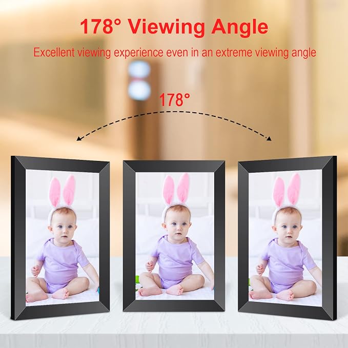 Digital Picture Frame, 10.1" 1280x800 HD IPS Touch Screen Picture Frames with 32GB Memory, Smart Digital Photo Frame Warm Gifts for Mom, Quick & Easy Setup,Share Photos and Videos via Frameo App
