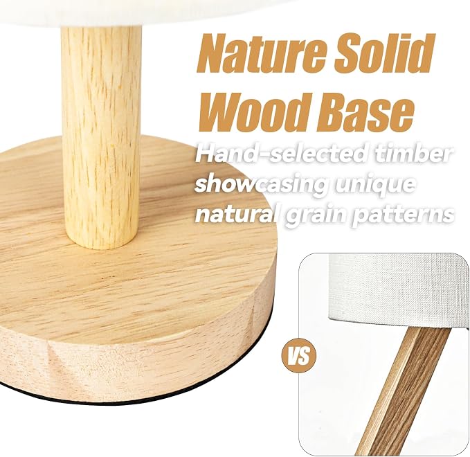 LALISU Small Table Lamp for Bedroom, Nightstand Lamp Linen Lampshade Bedroom Wood Base Small Bedside Lamp for Night Stands, Desk Lamps for Reading Living Room, Office (LED Bulb Included) (Wood Base)