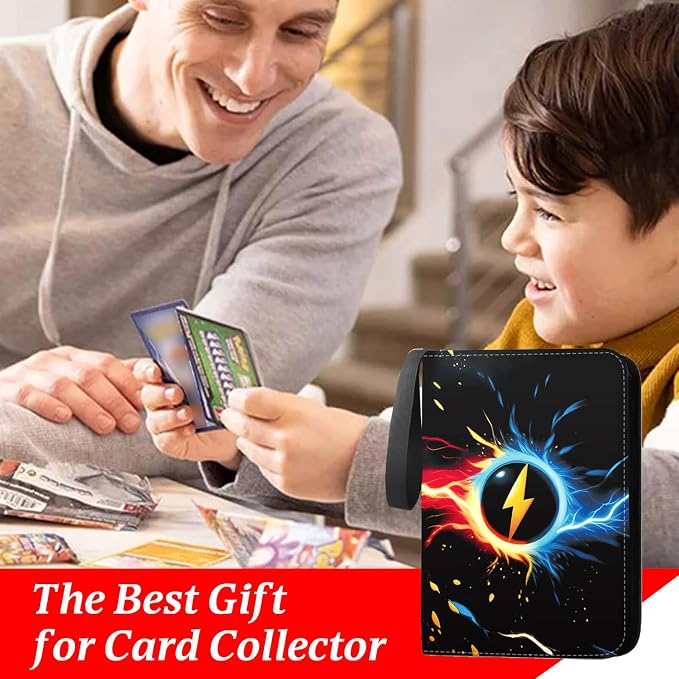 Trading Card Binder 4-Pocket, 400 Pockets Collectible Trading Card Album with 50 Removable Double-Sided Pages for MTG, TCG Game Cards and Sports Cards Storage - Black
