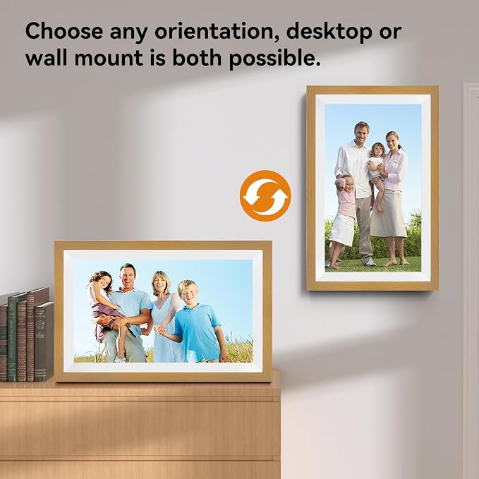 15.6 Inch Smart Digital Picture Frame with Wi-Fi 6, 64GB Storage, IPS Touch Screen, Auto-Rotation, Music Sync, Weather & Clock - Ideal Gift for Families