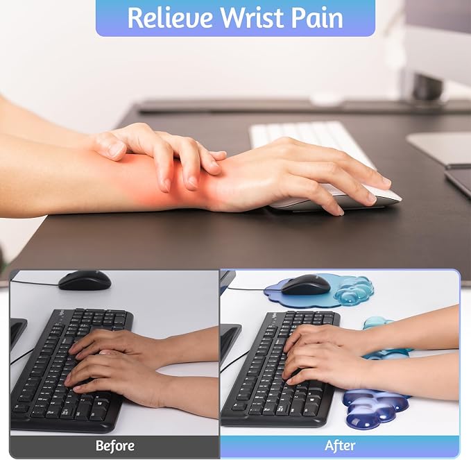 Keyboard Wrist Rest with Cloud Gel Mouse Pad - Ergonomic Cloud Mouse Pad Soft and Cool, Cute Desk Accessories for Office/Home/Desktop/Latop