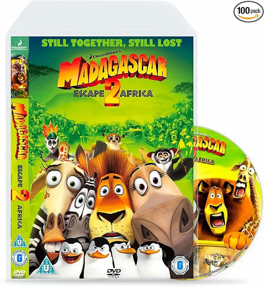 Tarifold DVD Storage Sleeves with Closing Flap & Space for Cover, 100 Pack | Holds DVD, cover art and booklet; 120-micron polypropylene; scratch and dust resistant