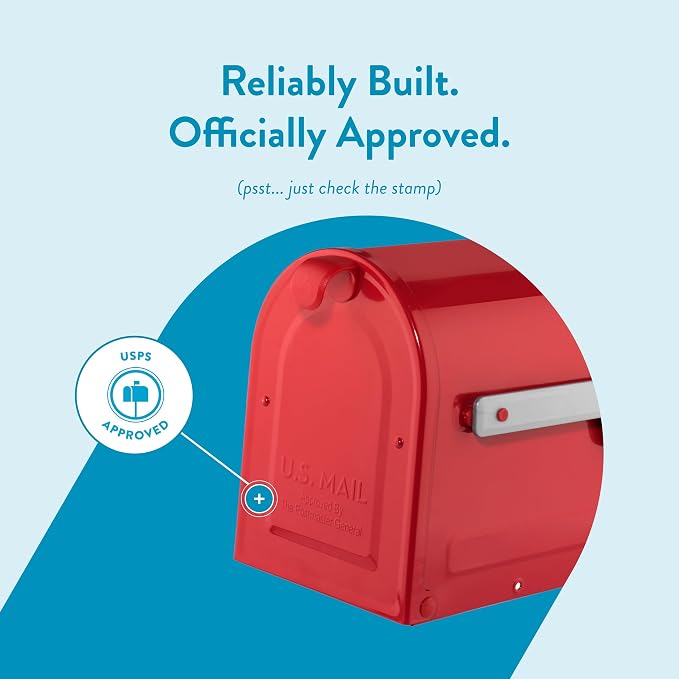 ARCHITECTURAL MAILBOXES 7600R MB1 Mailbox, Medium, Red | Galvanized steel build for outside with rust-resistant powder-coat finish and a magnetic door closure. USPS approved.