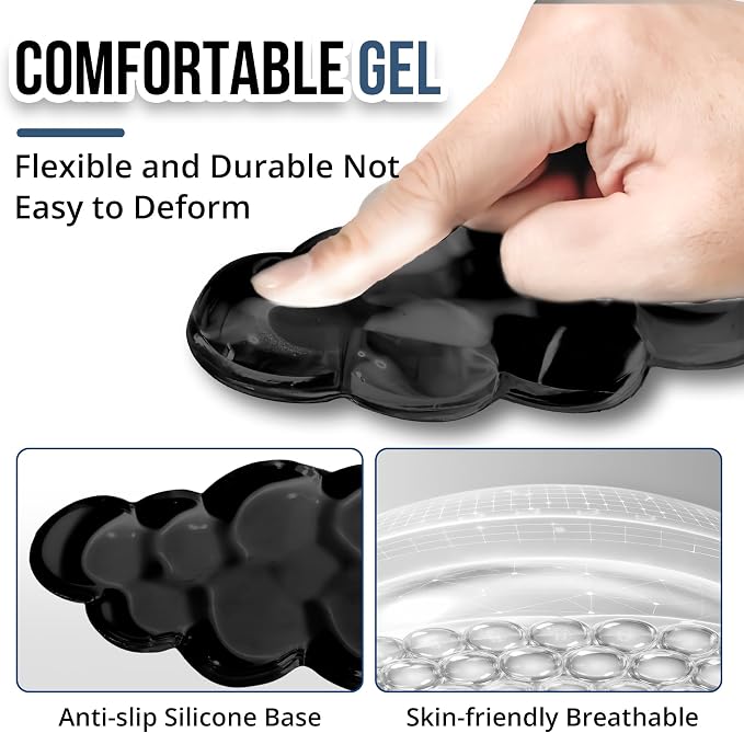Keyboard Wrist Rest Set — Ergonomic Cloud Wrist Rest Keyboard and Mouse Pad, Non-Slip Desk Accessories for Office and Home（Black）