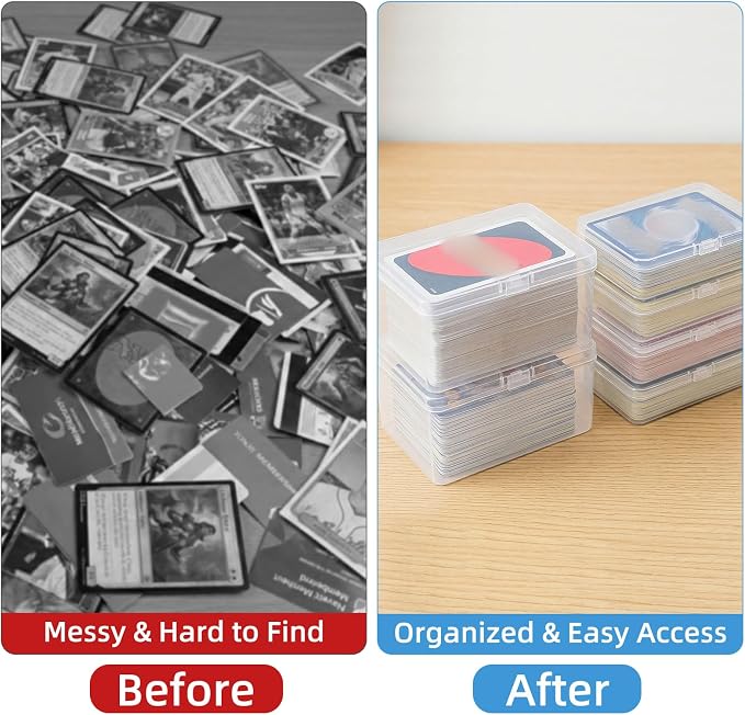 neotidy Playing Card Storage Box Set of 6, Clear Plastic Playing Card Cases Organizer with Snap Lid, Mixed Sizes Card Game Storage for UN* Cards, Standard Decks, Trading Cards, Card Game Holder Case
