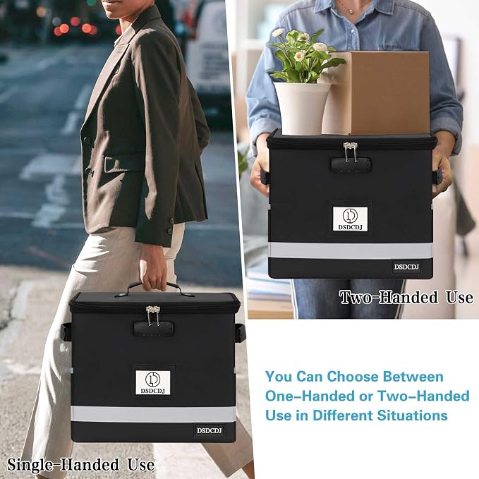 Fireproof Document Box - Fireproof File Organizer with Lock, Portable File Box with Handle, Portable Home Office File Cabinet for Hanging Letter/Legal Folder (12.3 x7.7 x10.5in)