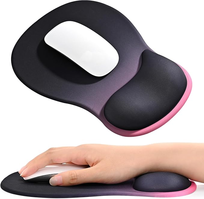 EooCoo Mouse Pad with Gel Wrist Rest, Ergonomic Mousepad Wrist Alignment | Middle Concave Design for Natural Wrist Alignment, Non-Slip Base Mousepad, Carpal Tunnel Relief, Office Desk Accessories