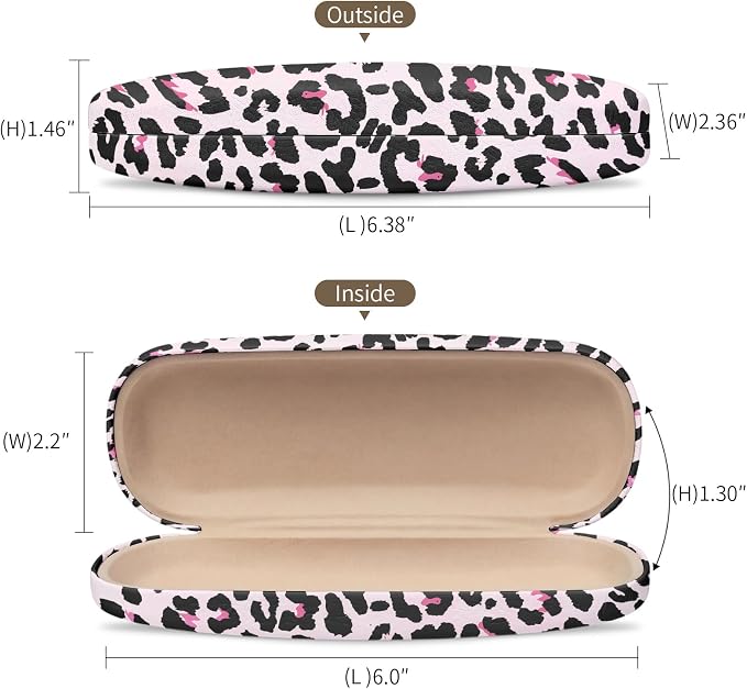 Glasses Case Hard Shell, Leather Protective Case for Sunglasses with Cleaning Cloth, Cute Eyeglass Cases for Women