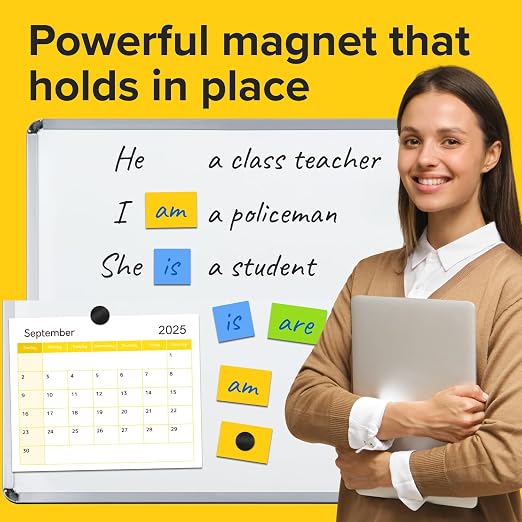 Sticky Flexible Adhesive Magnets for Crafts, 0.8"x0.08" (20x2mm), 36 pcs | Flexible Sticky Magnetic Dots for Office & School Supplies, Whiteboard, Crafts, Fridge, School Projects & Classroom Decor