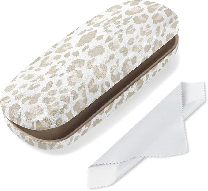 Glasses Case Hard Shell, Leather Protective Case for Sunglasses with Cleaning Cloth, Cute Eyeglass Cases for Women